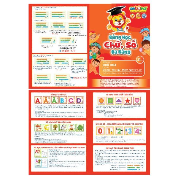 Sản phẩm Bảng chữ số đa năng Antona M1 đi kèm sách hướng dẫn chi tiết, hỗ trợ ba mẹ đồng hành cùng con trong quá trình học tập và phát triển tư duy từ sớm.