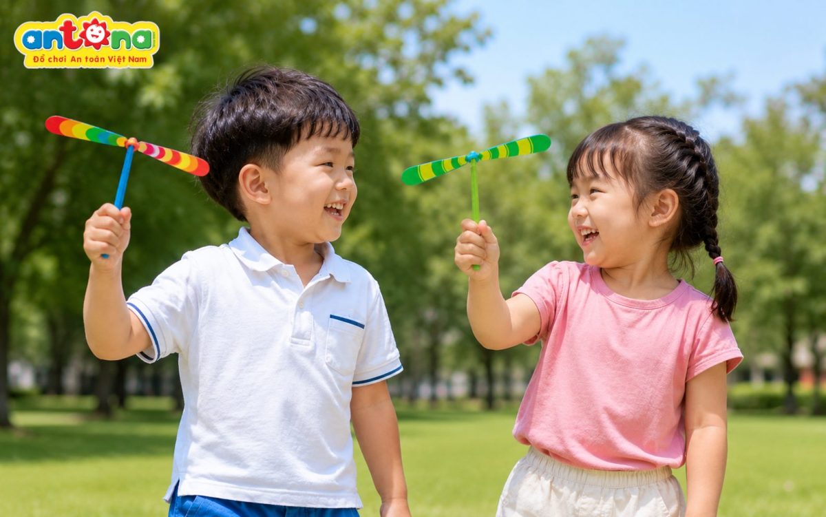Đồ chơi chong chóng cầu vồng Antona mang đến trải nghiệm vui chơi sáng tạo, khuyến khích trẻ vận động, khám phá thiên nhiên và phát triển kỹ năng vận động một cách tự nhiên.