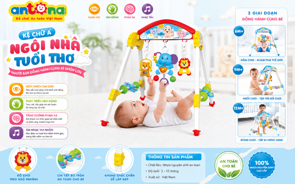 Kệ Chữ A Antona - Kệ Voi màu xanh sử dụng nhựa nguyên sinh an toàn, thiết kế chắc chắn, đồng hành cùng bé trong những năm tháng đầu đời.