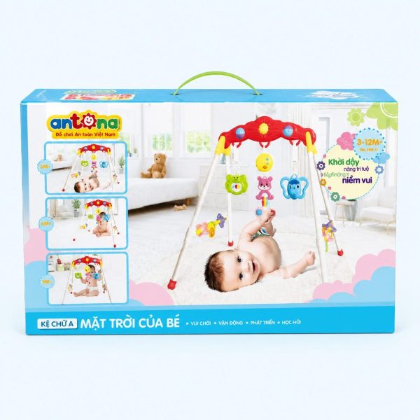 Kệ chữ A Antona - Mặt Trời Của Bé Phiên Bản Âm Thanh 8 Kệ chữ A Antona – Mặt Trời Của Bé giúp bé từ 3 tháng phát triển thị giác, thính giác và khả năng vận động với đồ chơi treo nhiều màu sắc cùng âm thanh vui nhộn.