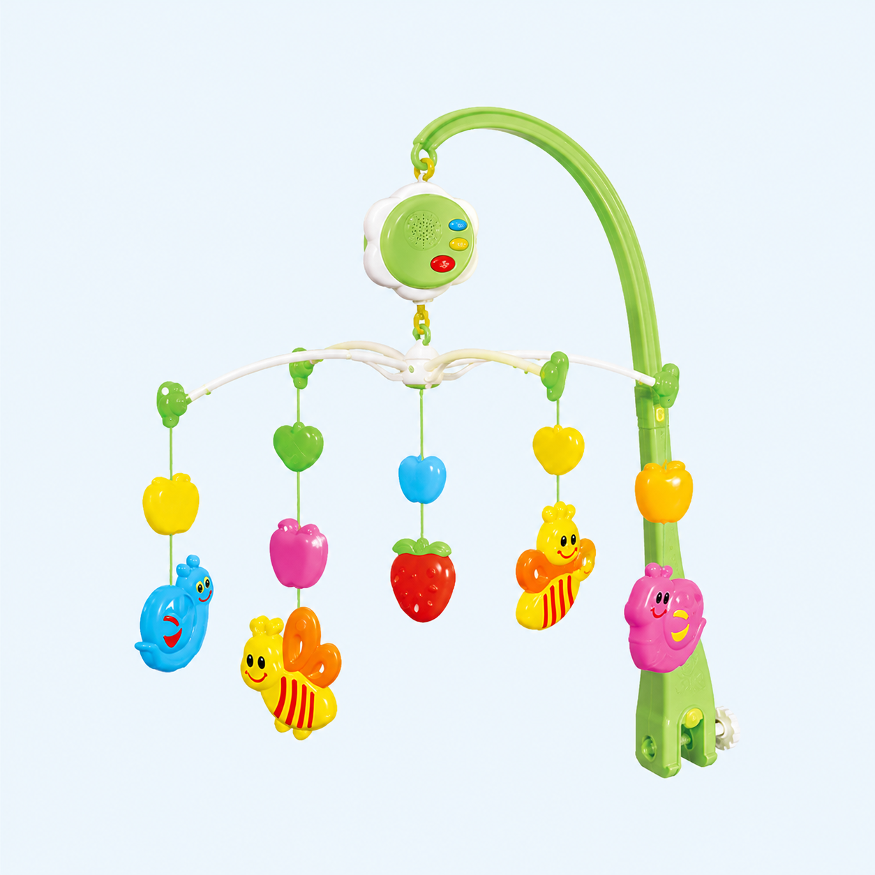 Kệ Treo Nôi Antona - Khu Vườn Của Bé với thiết kế treo trực tiếp lên thành nôi, đồ chơi xoay phát nhạc giúp bé phát triển thị giác và khả năng quan sát.