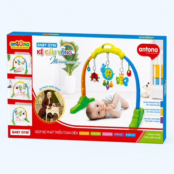 Kệ chữ A Antona - kệ cầu vồng là món đồ chơi giáo dục sớm phù hợp cho bé sơ sinh, tạo không gian vui chơi an toàn và hỗ trợ phát triển toàn diện.