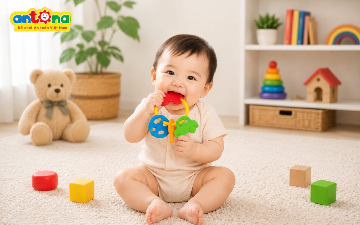 Ngậm nướu Antona là món đồ chơi an toàn cho bé trong giai đoạn mọc răng, thiết kế vừa tay cầm, bề mặt nhiều kết cấu giúp massage nướu, hỗ trợ bé khám phá và phát triển vận động một cách tự nhiên.