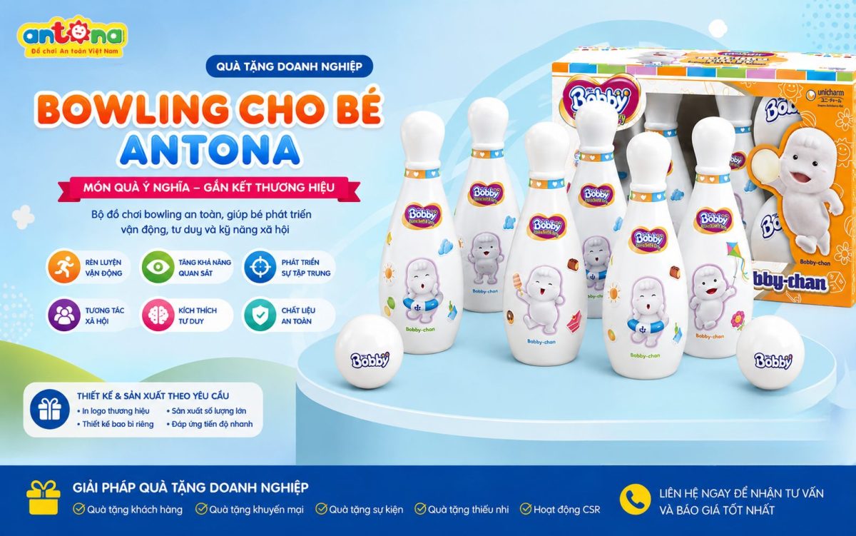 Quà Tặng Bowling Cho Bé Antona mang đến trải nghiệm vui chơi bổ ích cho trẻ, đồng thời giúp doanh nghiệp nâng cao hình ảnh thương hiệu thông qua những món quà ý nghĩa, chất lượng và an toàn.