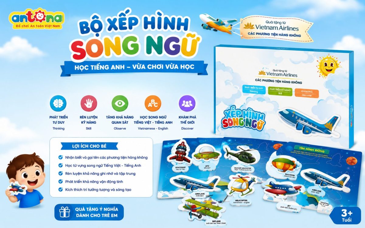 Bộ xếp hình song ngữ Antona với thiết kế an toàn, màu sắc nổi bật và nội dung giáo dục hấp dẫn, mang đến trải nghiệm học tập sinh động và hiệu quả cho trẻ nhỏ.