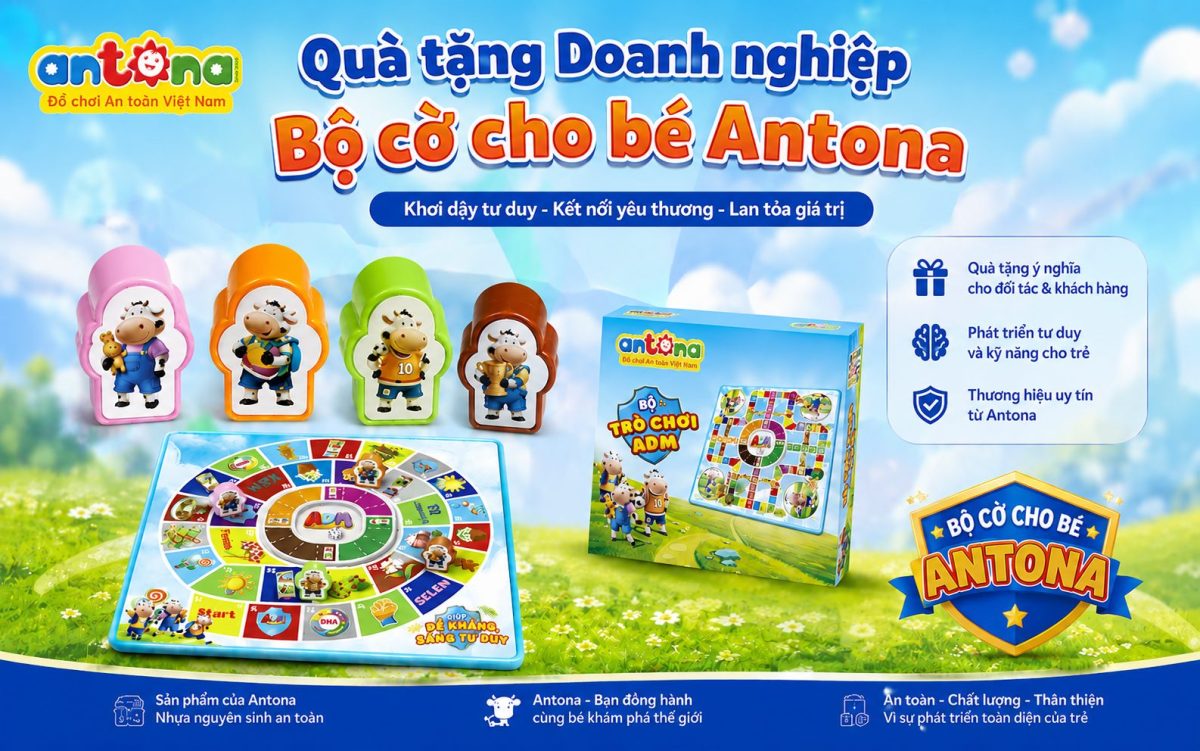 Hình ảnh Bộ cờ cho bé Antona gồm bàn cờ, 16 quân cờ và xúc xắc được sản xuất từ nhựa nguyên sinh an toàn. Antona nhận thiết kế, sản xuất số lượng lớn và in nhận diện thương hiệu theo yêu cầu của doanh nghiệp.