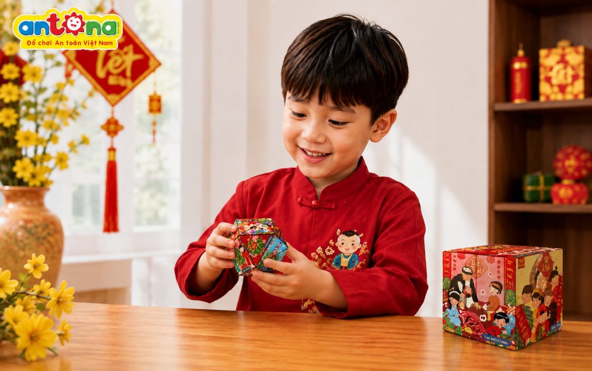 Rubik Tết Việt Antona kết hợp trò chơi tư duy với những hình ảnh đặc trưng của ngày Tết, góp phần lưu giữ nét đẹp văn hóa Việt trong cuộc sống hiện đại.