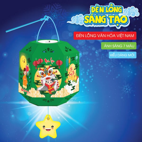 Den long Trung Thu Sang tao 2024 mau xanh la cay