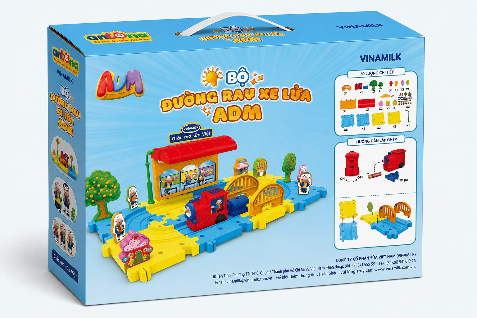 Quà Tặng Bộ Đường Ray Xe Lửa Antona 1 Quà tặng doanh nghiệp Bộ Đường Ray Xe Lửa Antona từng được hợp tác sản xuất cùng Vinamilk, khẳng định năng lực OEM, ODM và chất lượng sản phẩm đáp ứng các thương hiệu lớn.