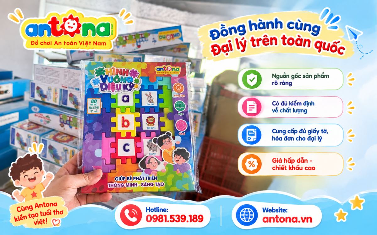 Nguồn sỉ đồ chơi trẻ em uy tín, chất lượng Antona với sản phẩm có nguồn gốc rõ ràng, đầy đủ kiểm định, giấy tờ và hóa đơn. Hàng sẵn kho, chính sách chiết khấu hấp dẫn dành cho đại lý và nhà phân phối toàn quốc.