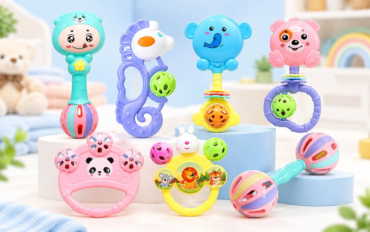 Bộ đồ chơi xúc xắc Baby nhiều màu sắc với các mẫu hình động vật, đồ chơi cầm nắm dành cho trẻ nhỏ, phù hợp kinh doanh tại shop mẹ và bé.