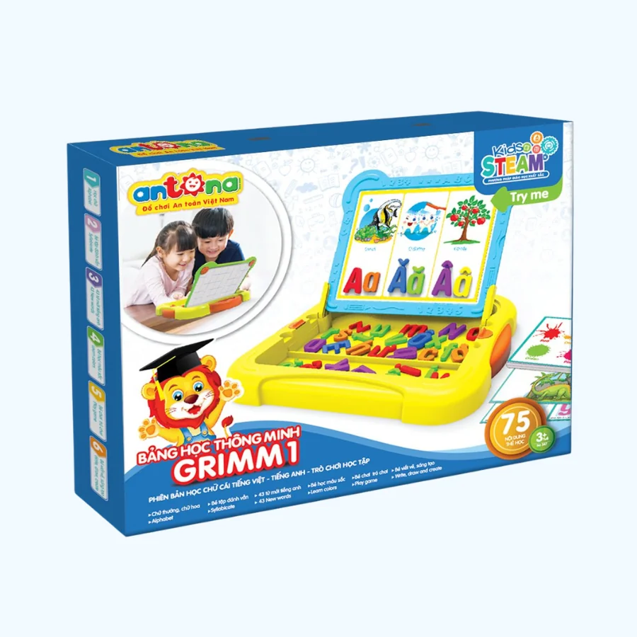 Thông qua việc nhận biết chữ cái, ghép chữ và quan sát hình ảnh minh họa, bảng học thông minh Grimmi1 Antona giúp trẻ rèn luyện khả năng ghi nhớ, tăng cường sự tập trung và phát triển tư duy logic. Đây là những kỹ năng quan trọng cho quá trình học tập lâu dài của trẻ.