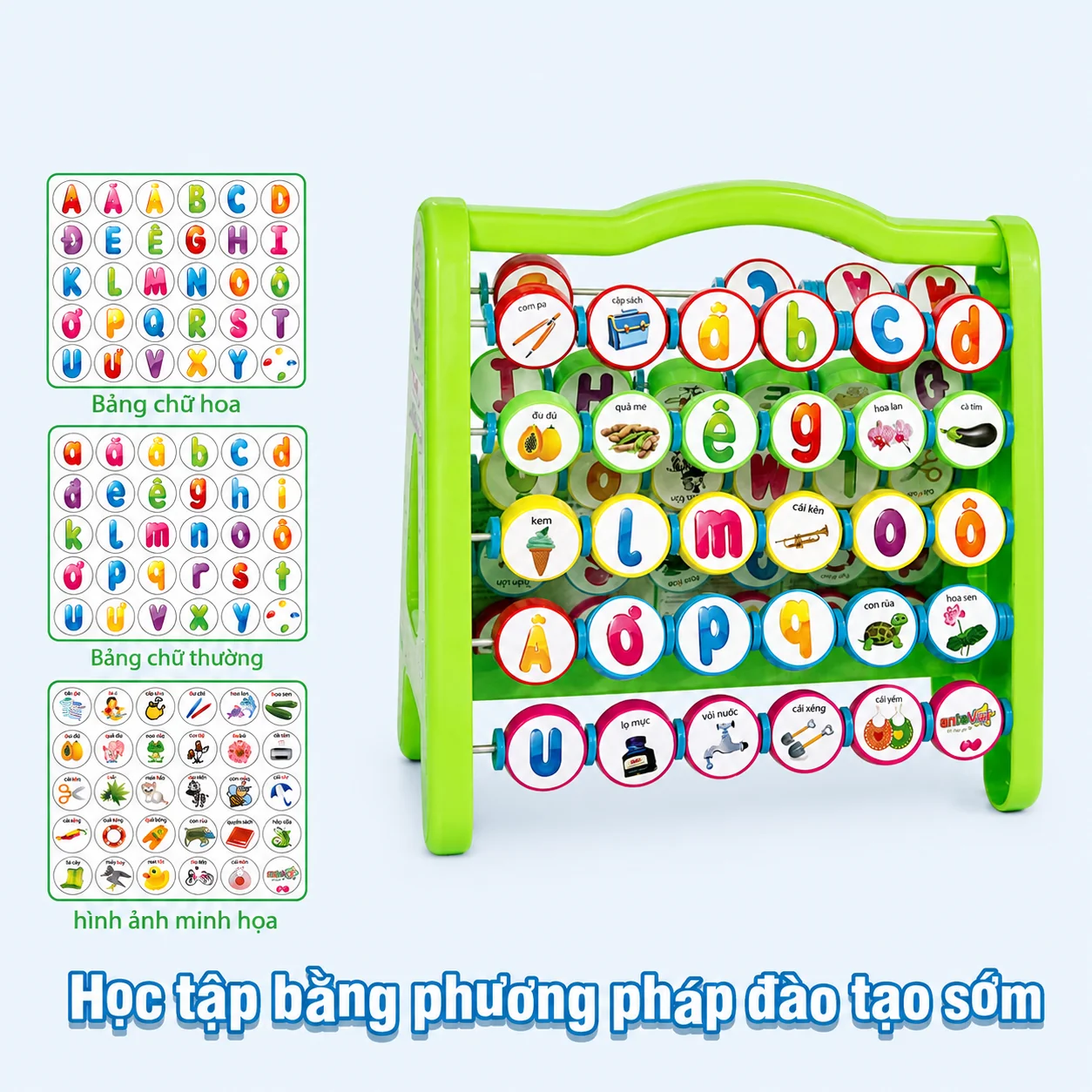 Với thiết kế xoay lật trực quan, Bảng đa năng học chữ Antona mang đến trải nghiệm học tập thú vị, giúp bé vừa vui chơi vừa tiếp thu kiến thức hiệu quả.