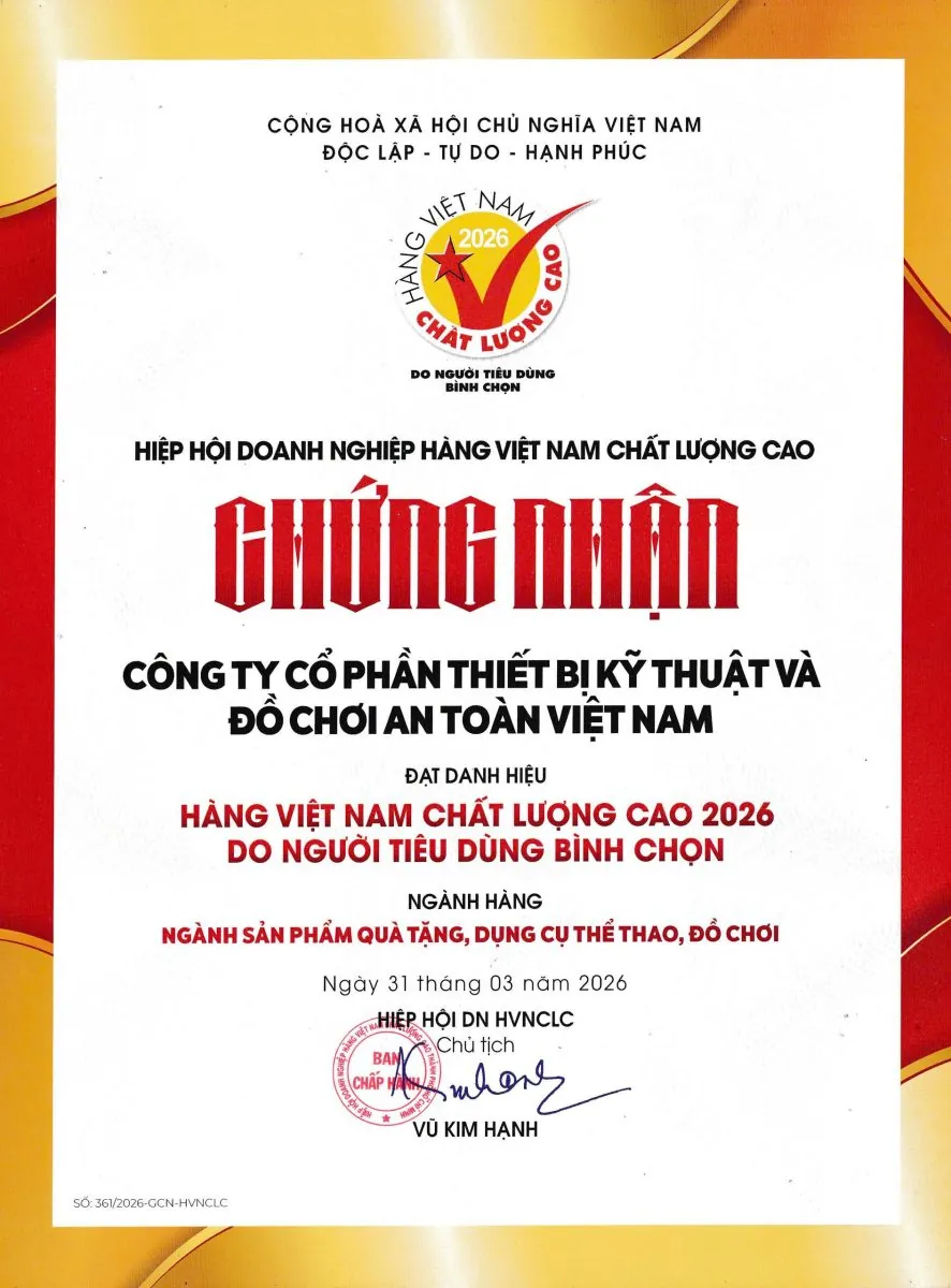 Đồ chơi trẻ em Antona tự hào đạt Chứng nhận Hàng Việt Nam Chất Lượng Cao 2026 do người tiêu dùng bình chọn, khẳng định uy tín và chất lượng sau nhiều năm đồng hành cùng trẻ em Việt Nam.